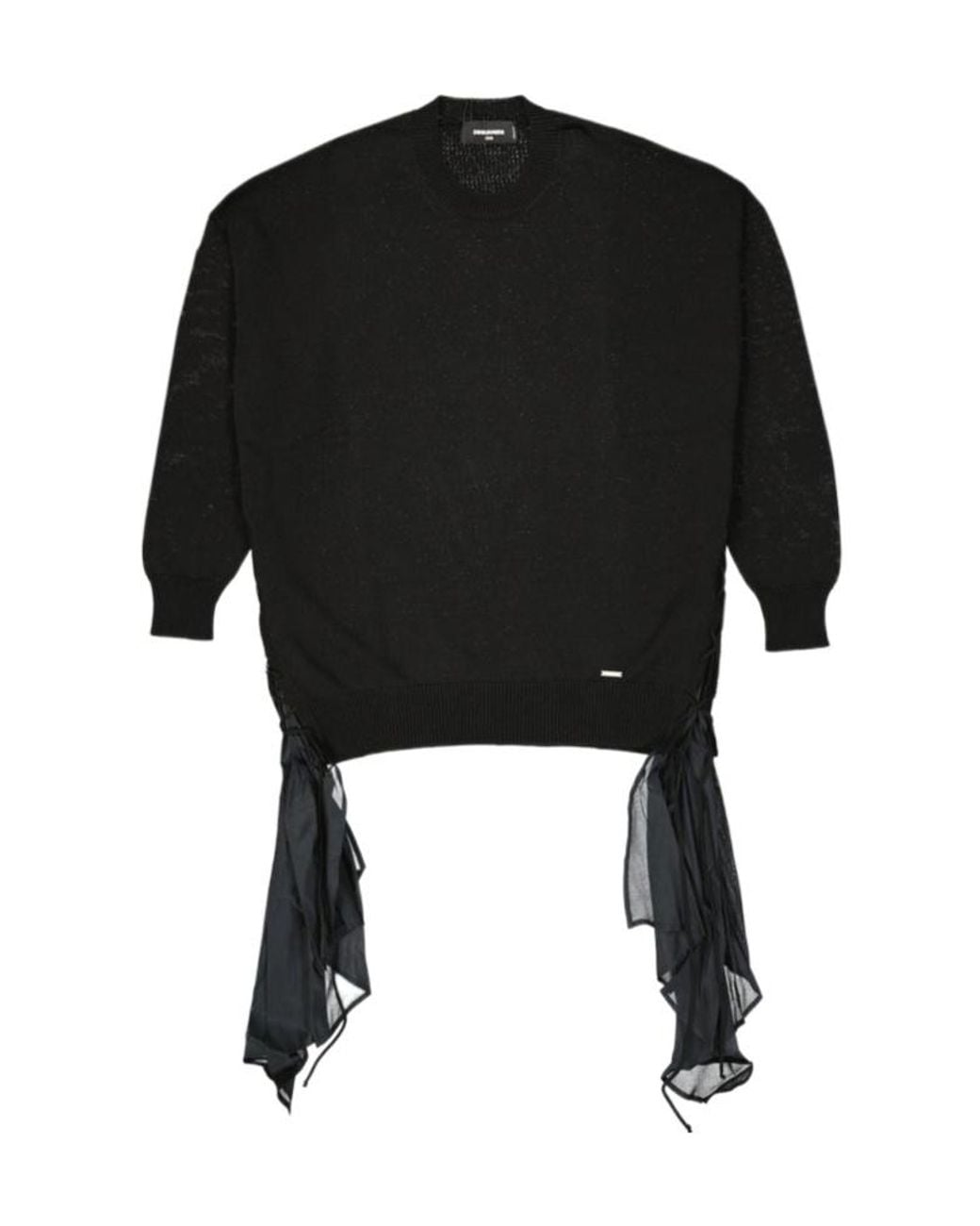 DSquared² Black Lace-Up Draped-Insert Sweater