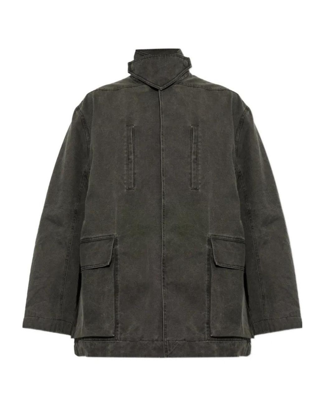 Rick Owens Gray Mac High-Neck Denim Jacket for men