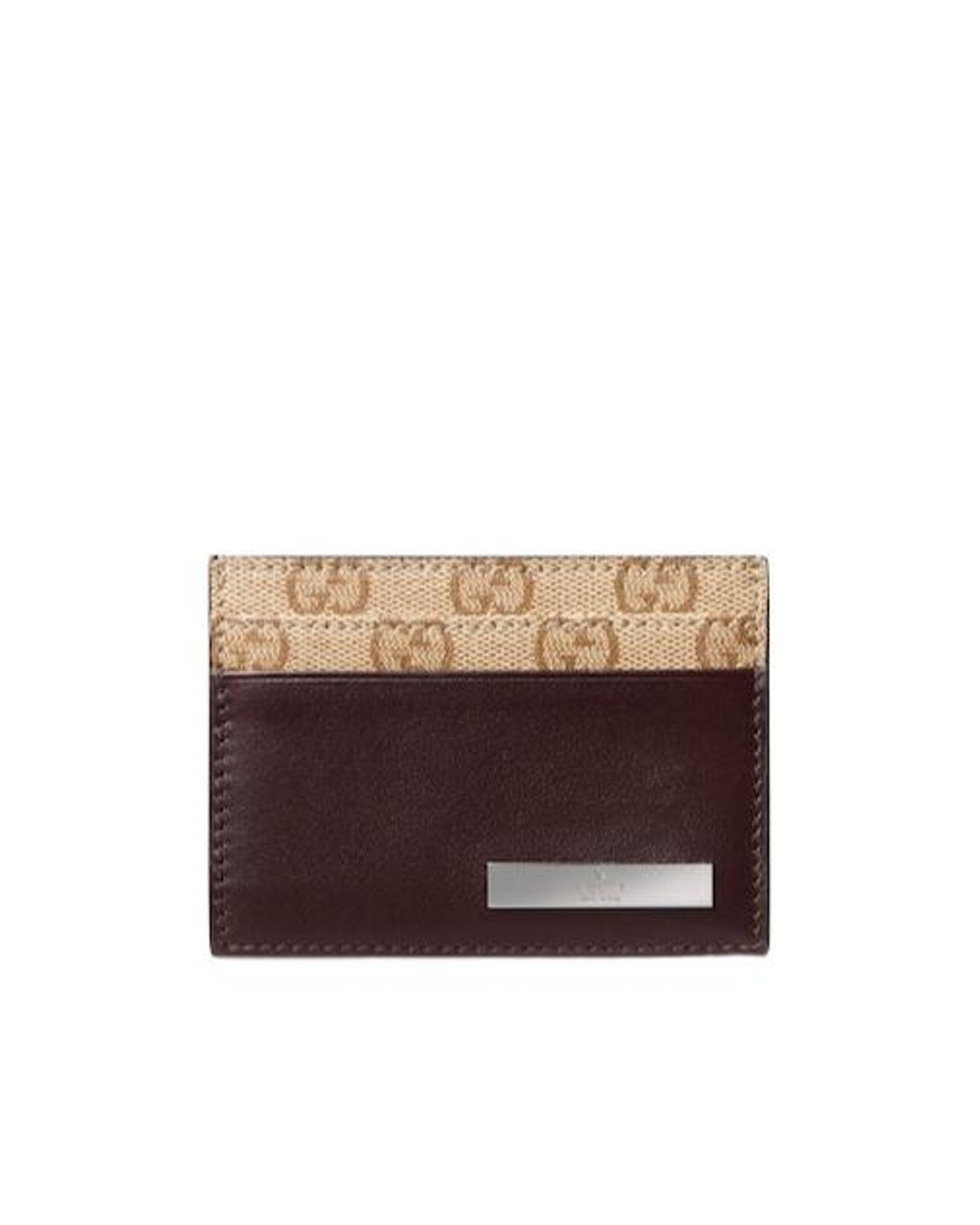Gucci Brown Card Case With Metal Tag for men