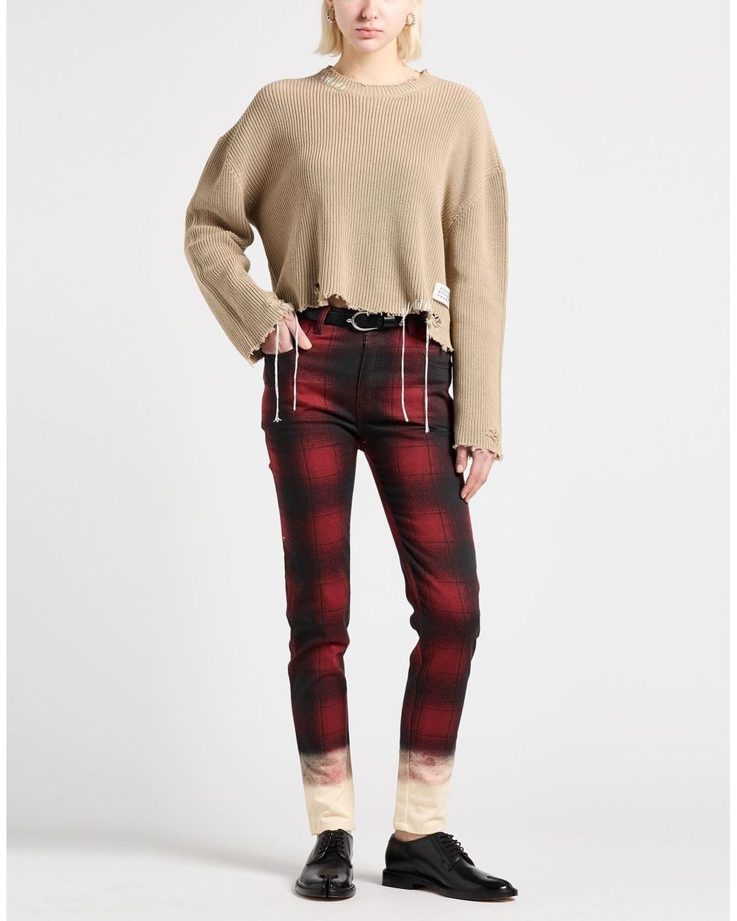 Maison Margiela Red Gabardine Skinny Trousers
