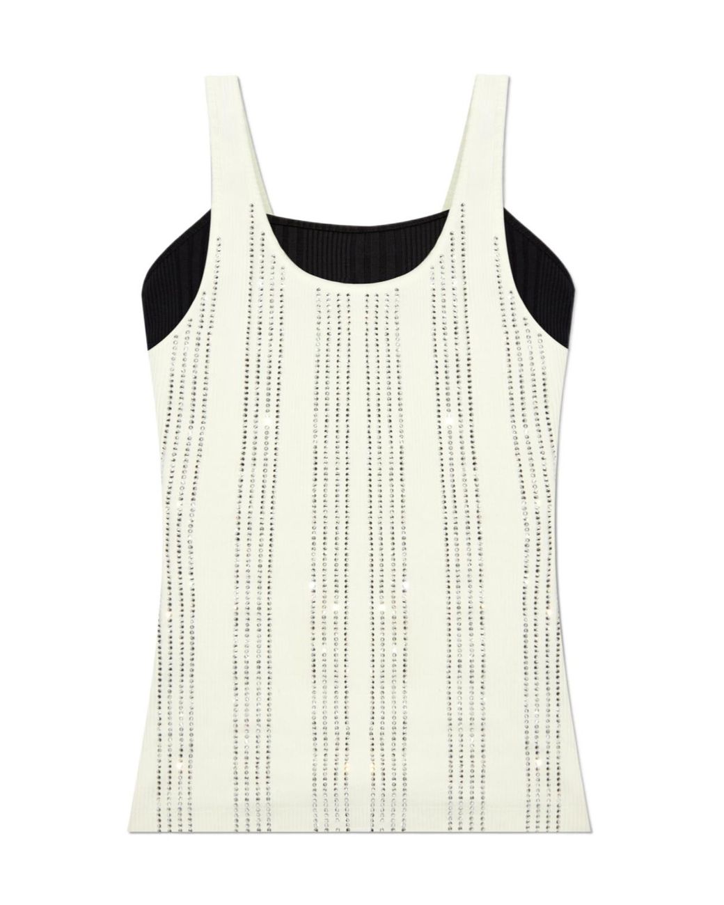 The Attico Natural The Embellished Double Layered Ribbed Top