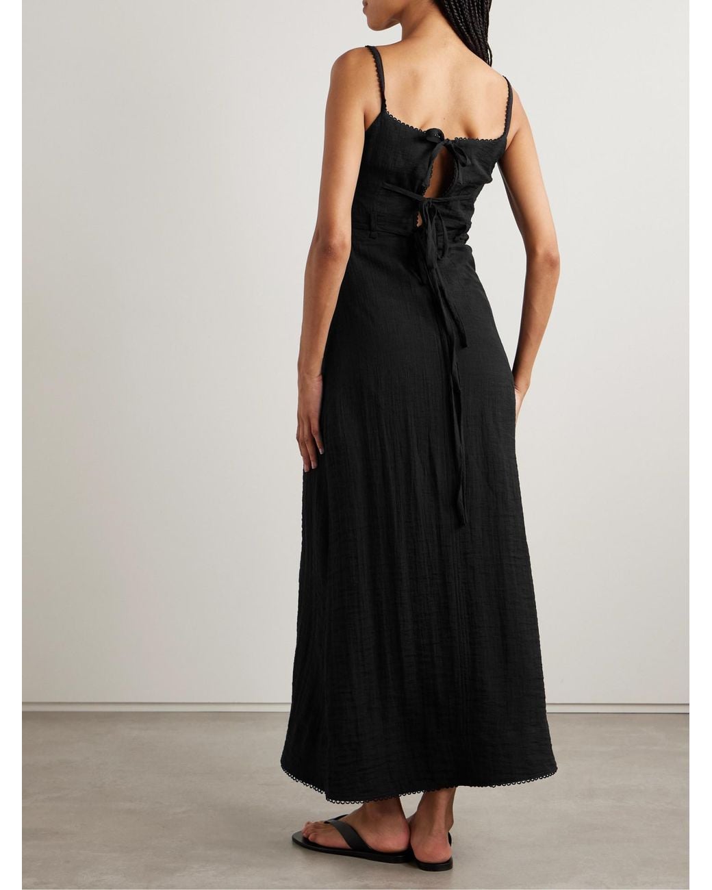 Proenza Schouler Black Evelyn Tie-Back Crinkled-Voile Maxi Dress