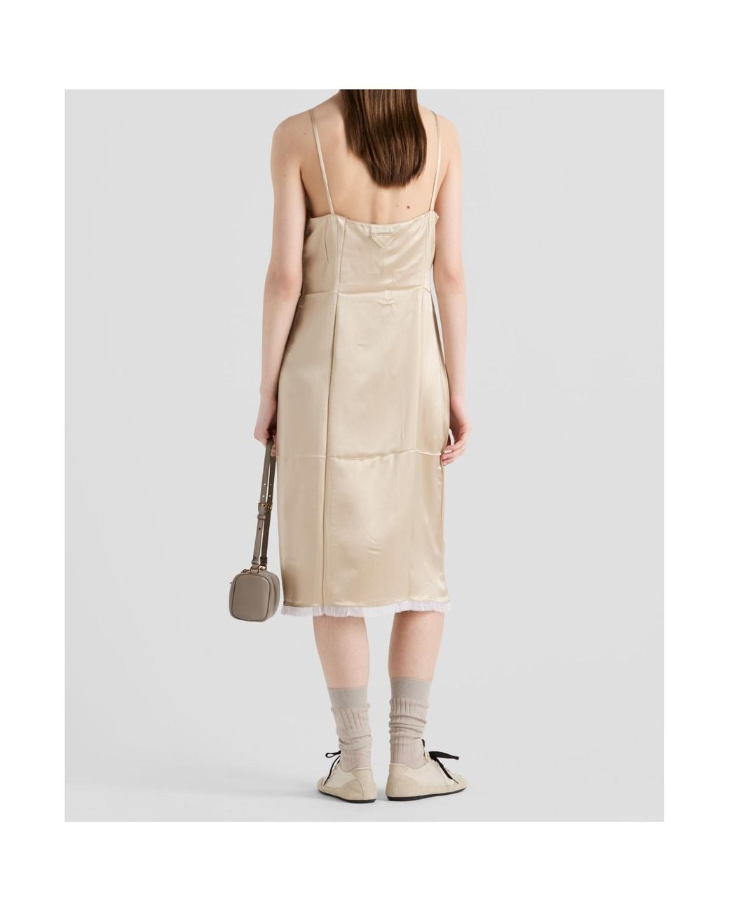 Prada Natural V-Neck Sleeveless Dress