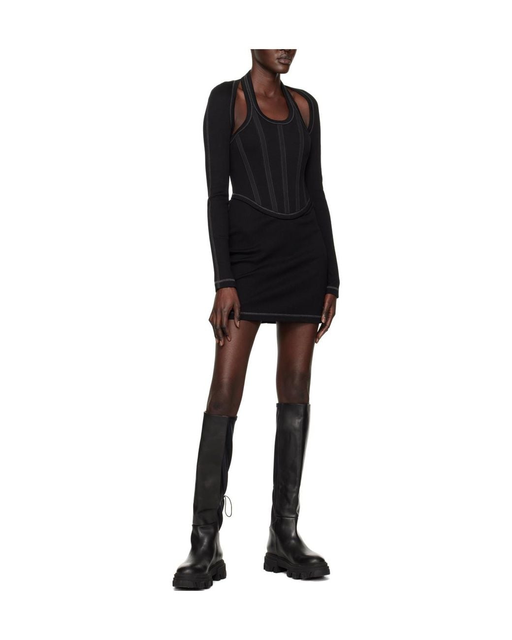 Dion Lee Black Modular Corset Dress