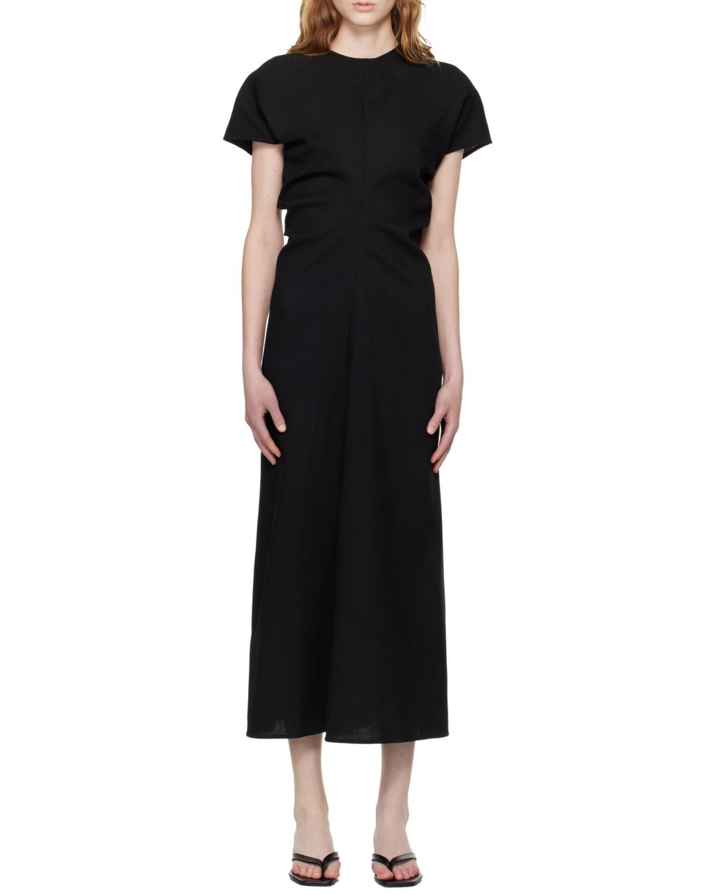 Totême  Black Short-sleeve Midi Dress