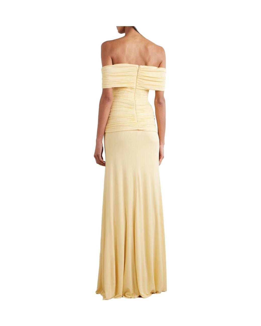 Rebecca Vallance Metallic Zaley Off-The-Shoulder Ruched Jersey Gown