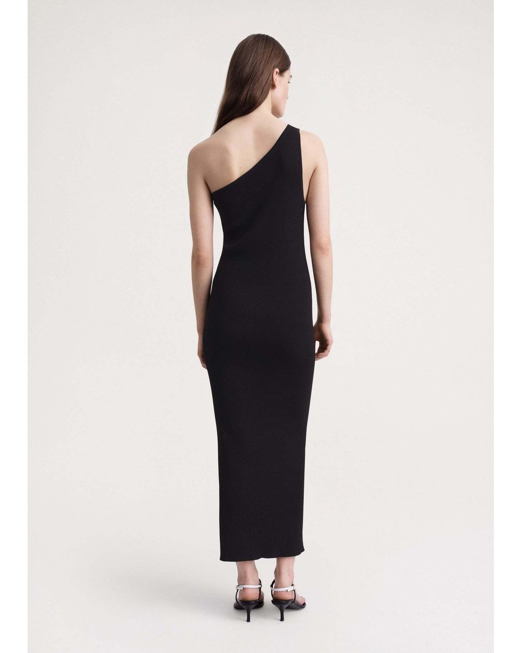 Totême Black One-Word Shoulder Rib Dress