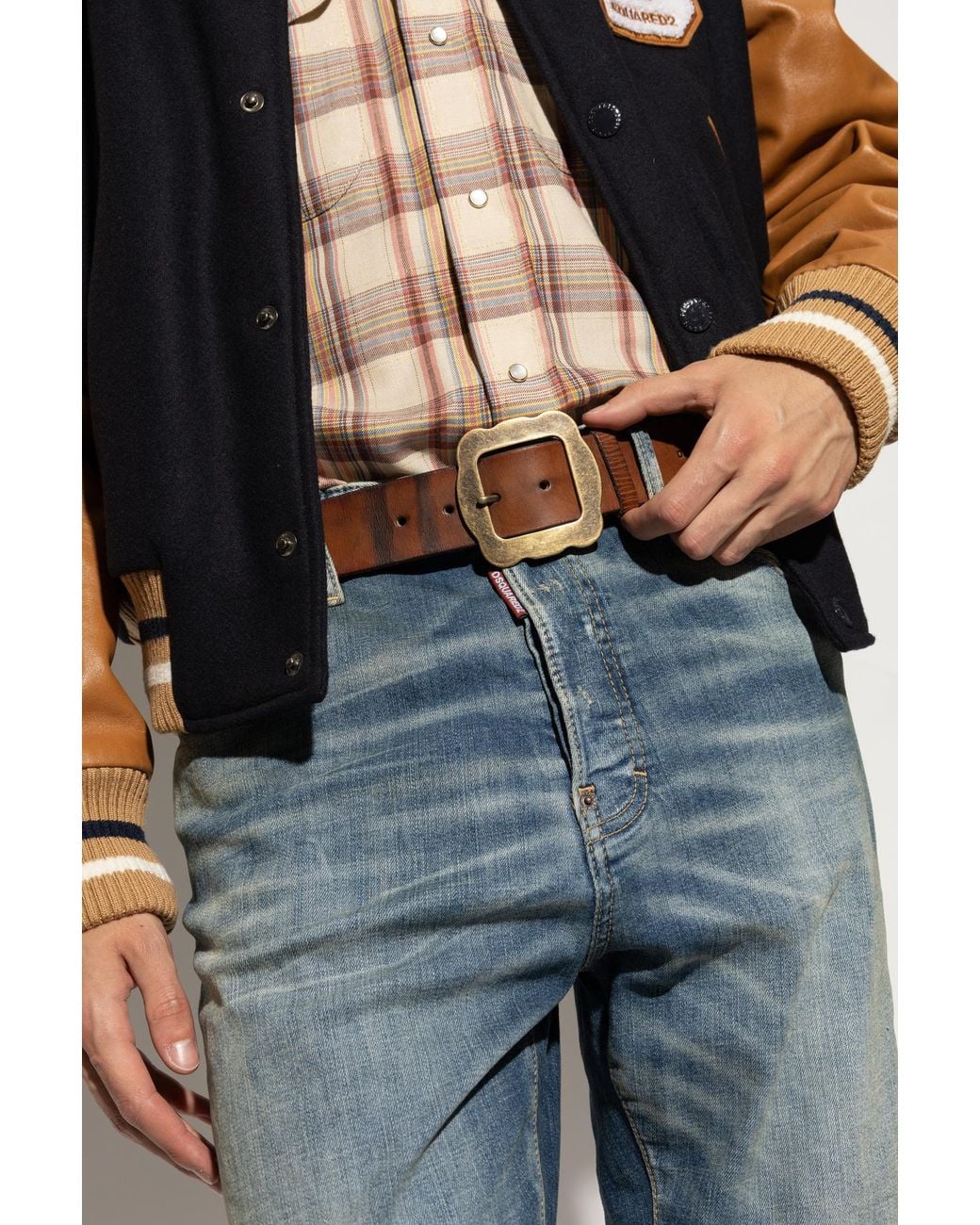 DSquared² Brown Vintage Buckle Belt for men