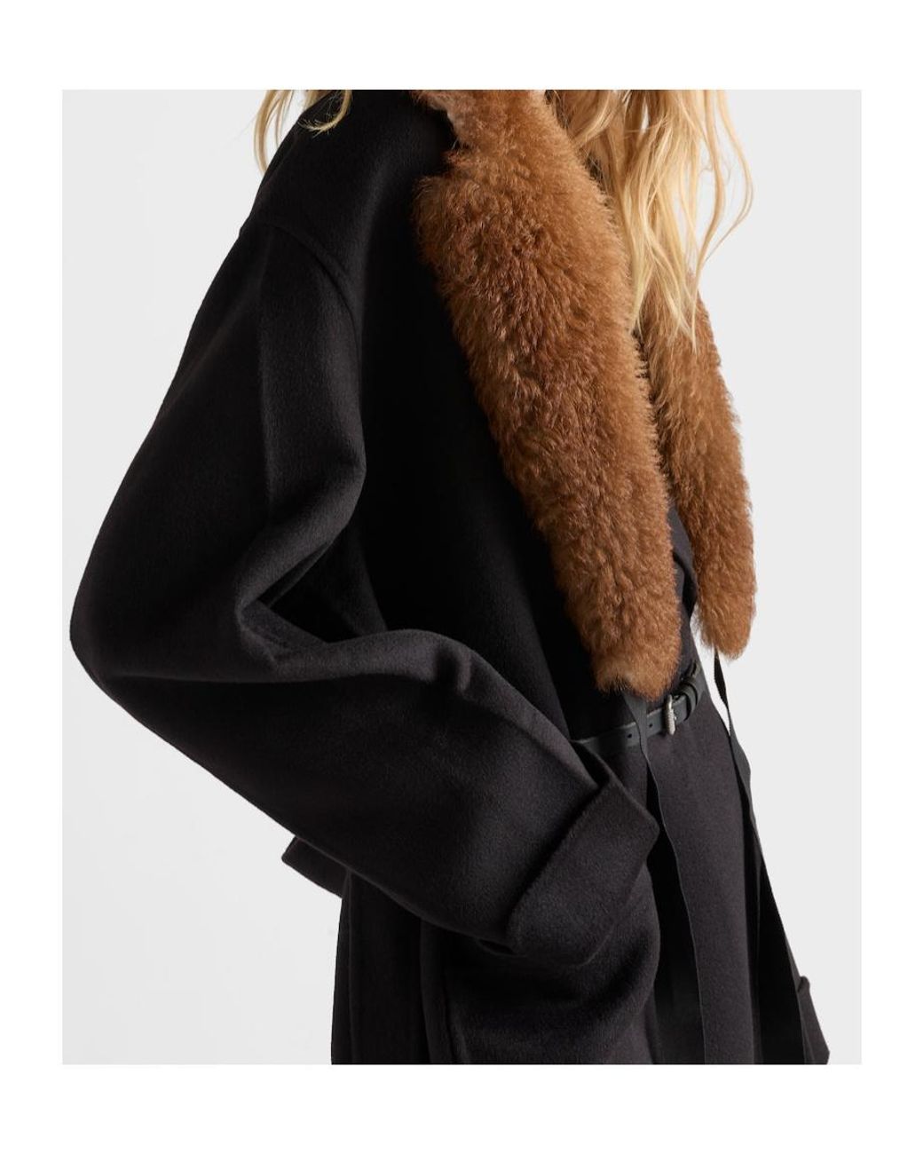 Prada Black Belted Long Coat