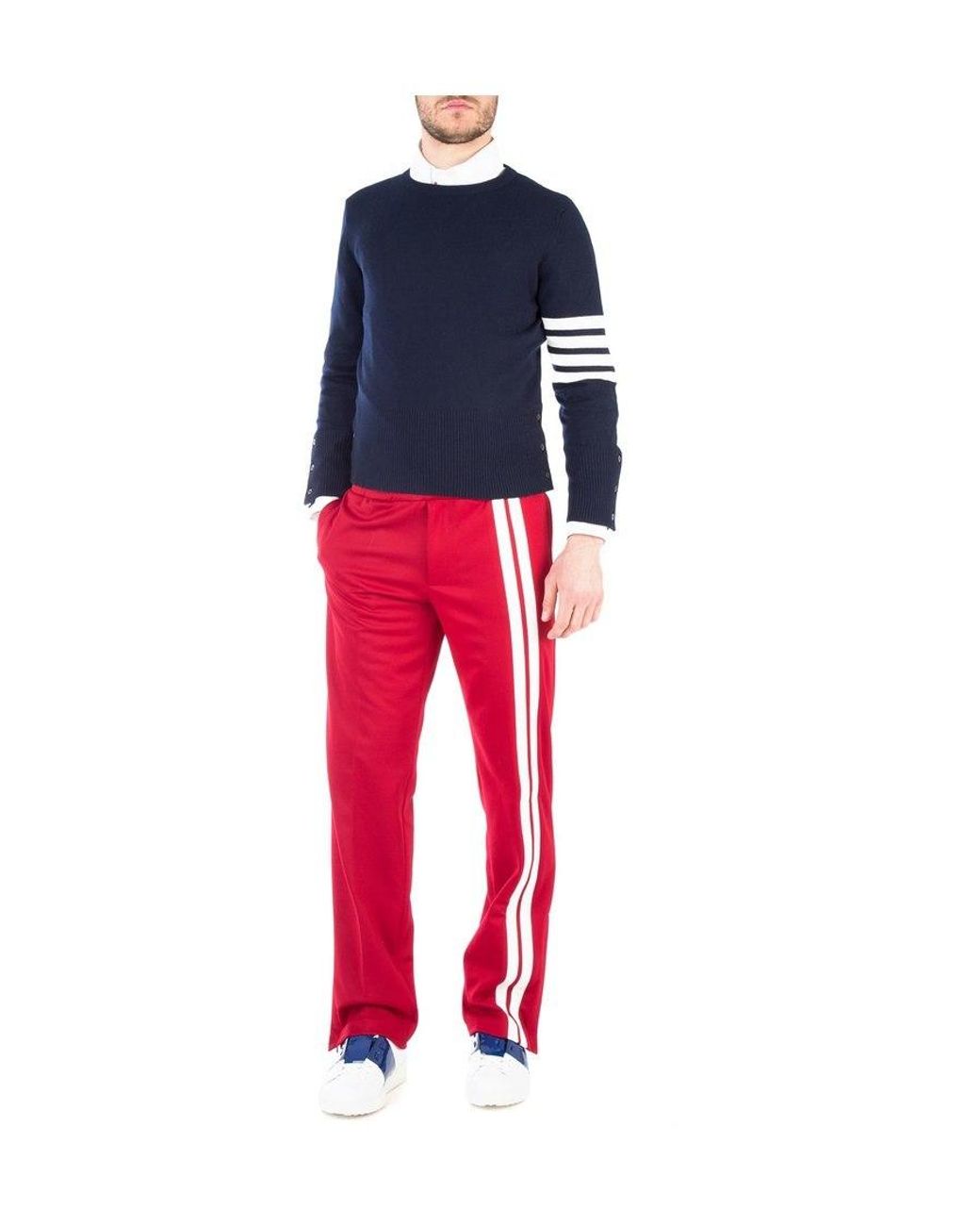 Thom Browne Blue Bar Crewneck Jumper for men