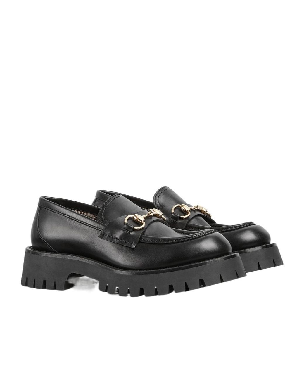 Gucci Black Lug Sole Loafer With Horsebit