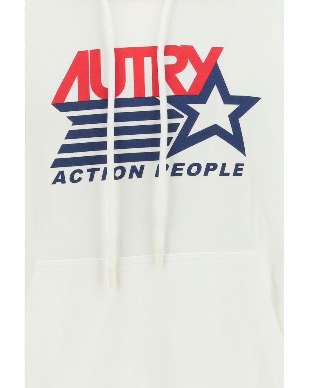 Autry White Logo-Print Drawstring Hoodie for men