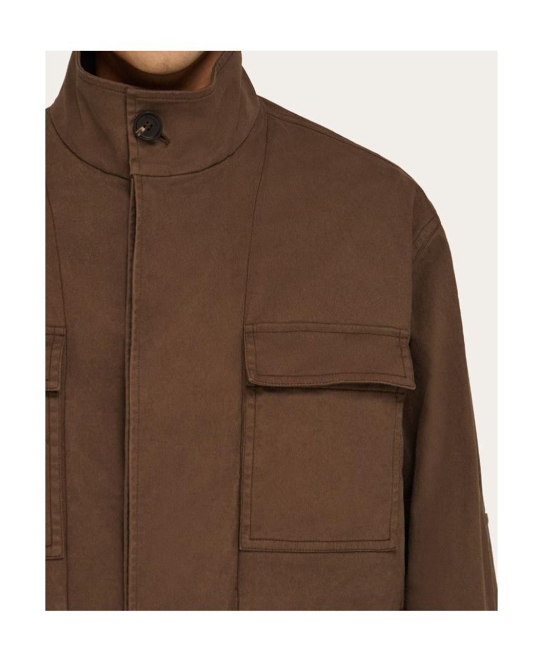 Ferragamo Brown Ferragamo High Neck Concealed Fastened Jacket for men