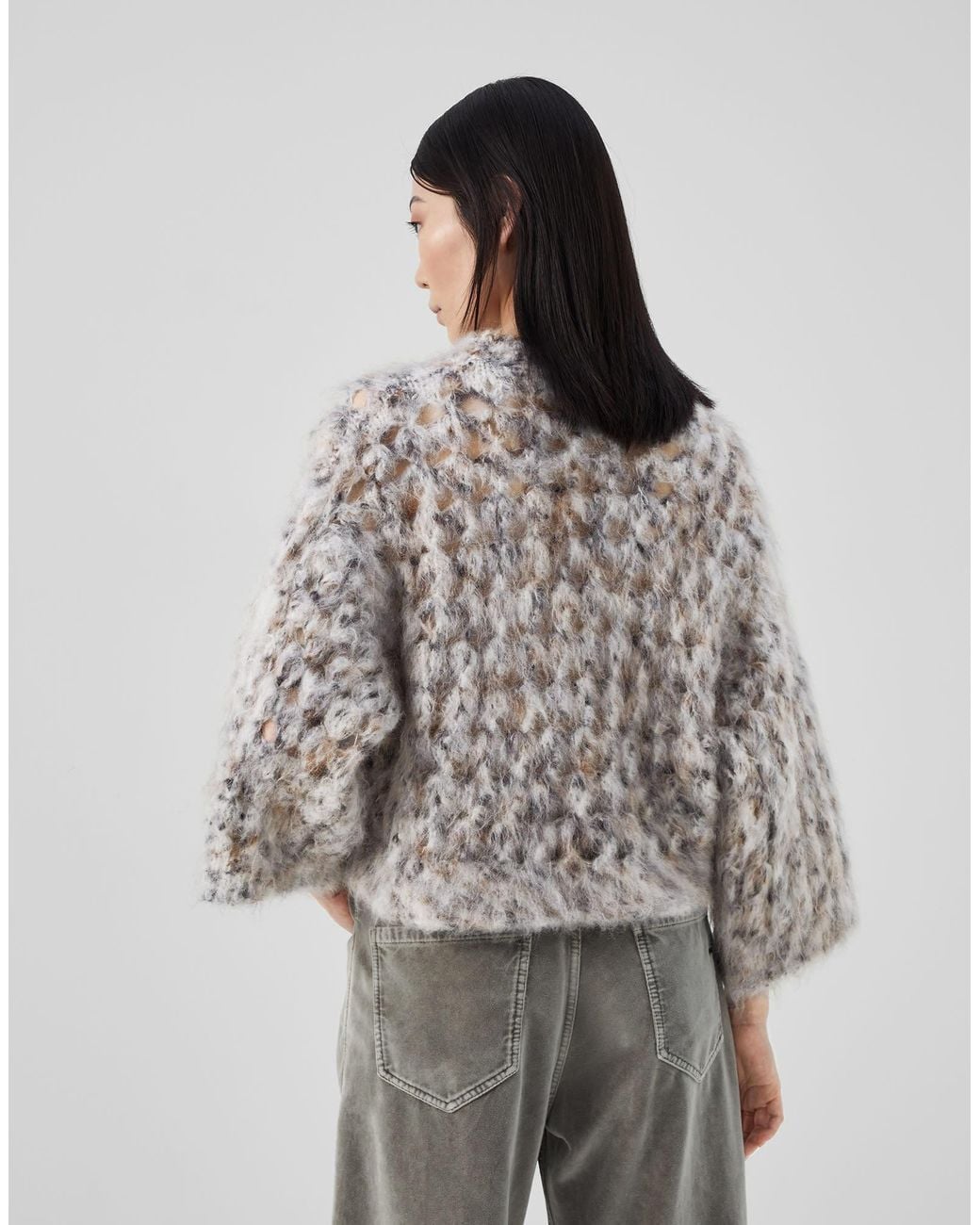 Brunello Cucinelli Natural Fluffy Net Open-Knit Jumper