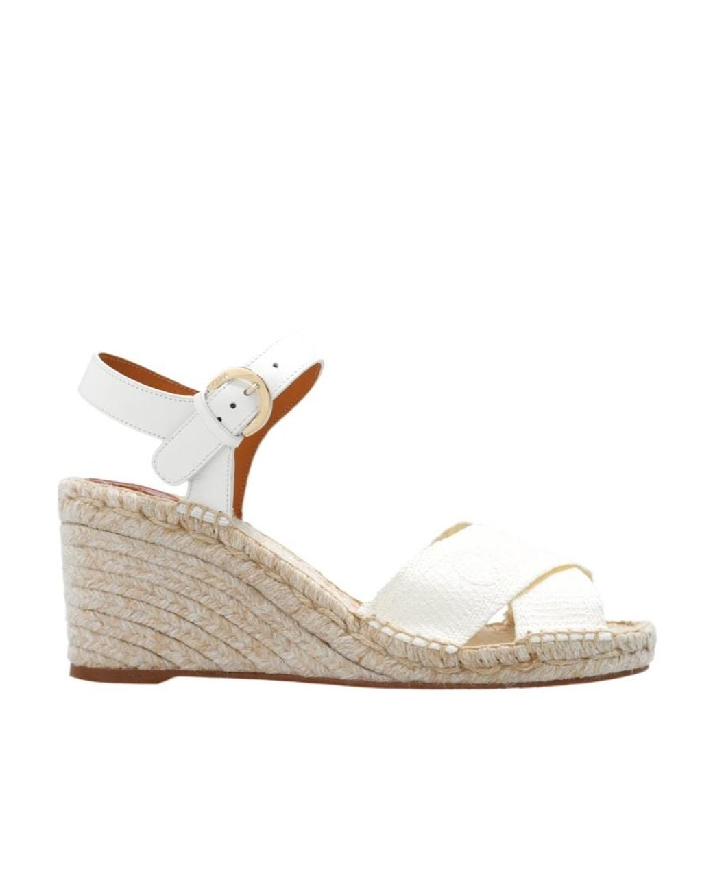 Chloé Natural Logo-Embroidered Wedge Sandals