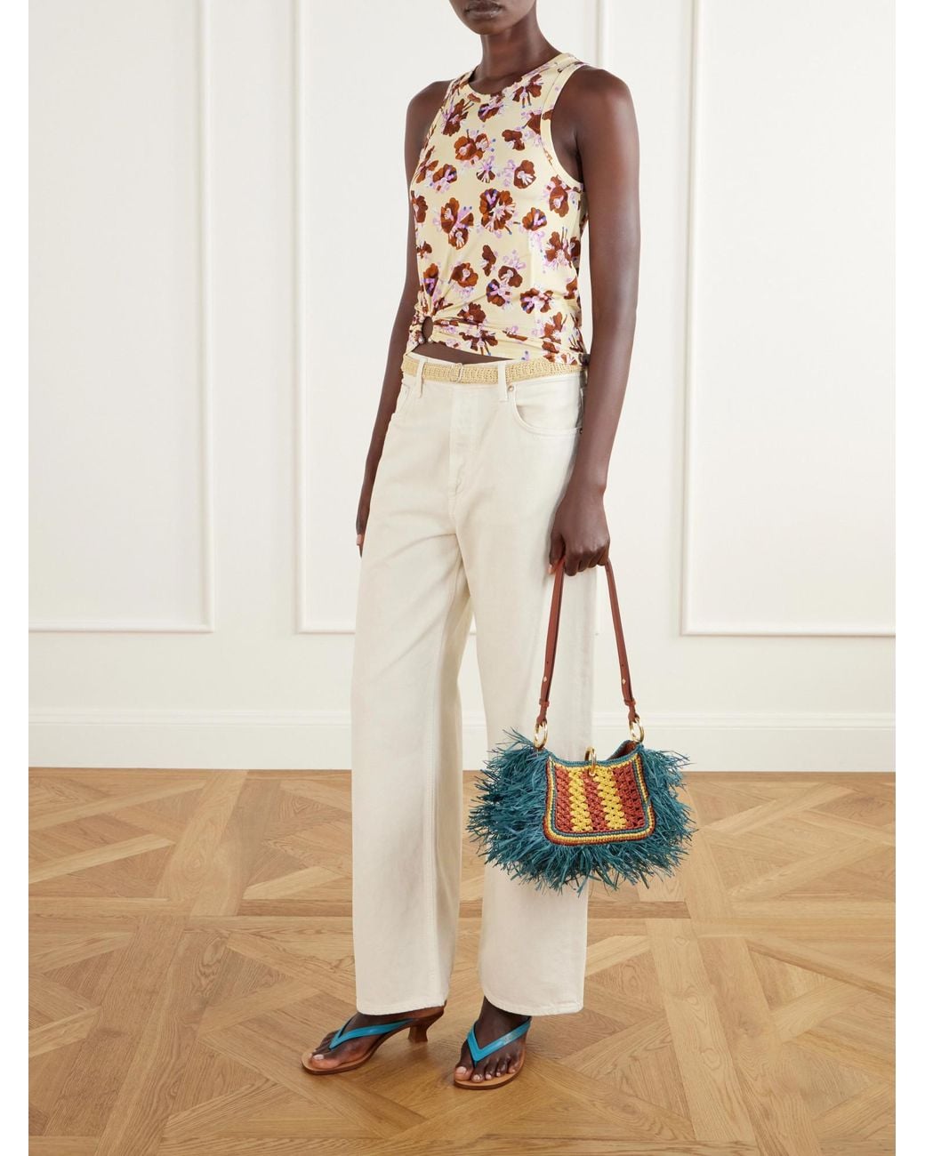 Rabanne Multicolor Rabanne Fringed Woven Shoulder Bag