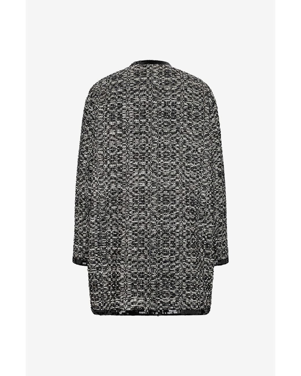 Giambattista Valli Gray Sequin-Embellished Tweed Coat