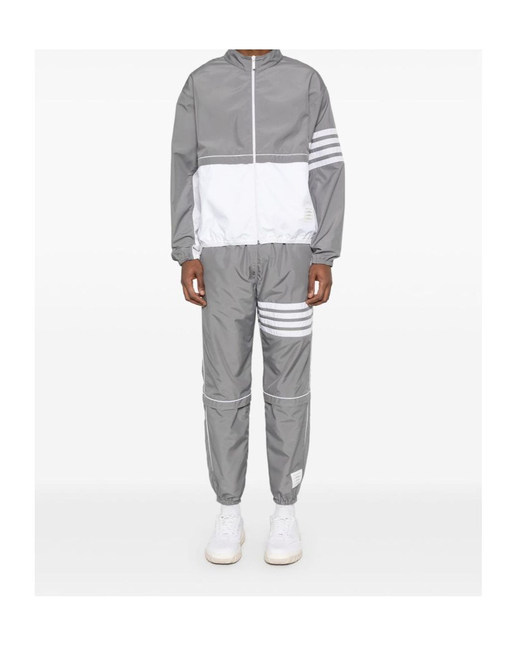 Thom Browne Gray Bar Stripe Detailed Track Trousers for men