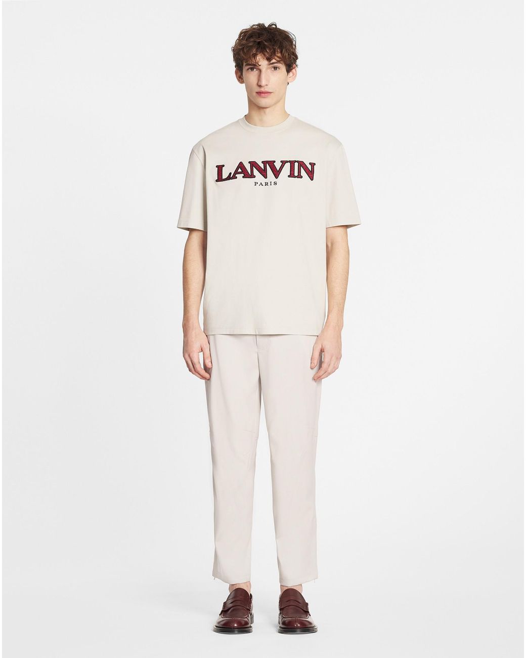 Lanvin White T-Shirt With Round Neck And Short Sleeves for men