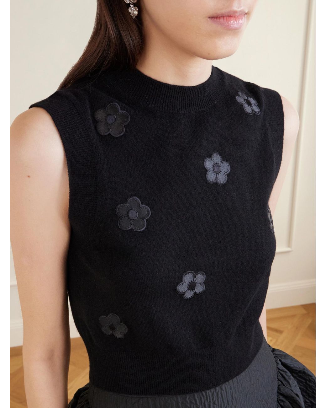 CECILIE BAHNSEN Blue Button-Embellished Cashmere Vest