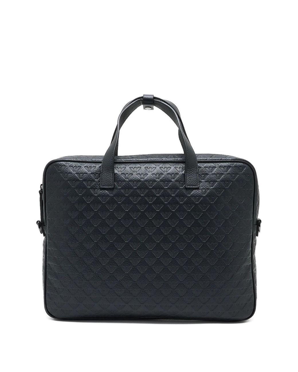 Emporio Armani Black Logo Debossed Briefcase for men