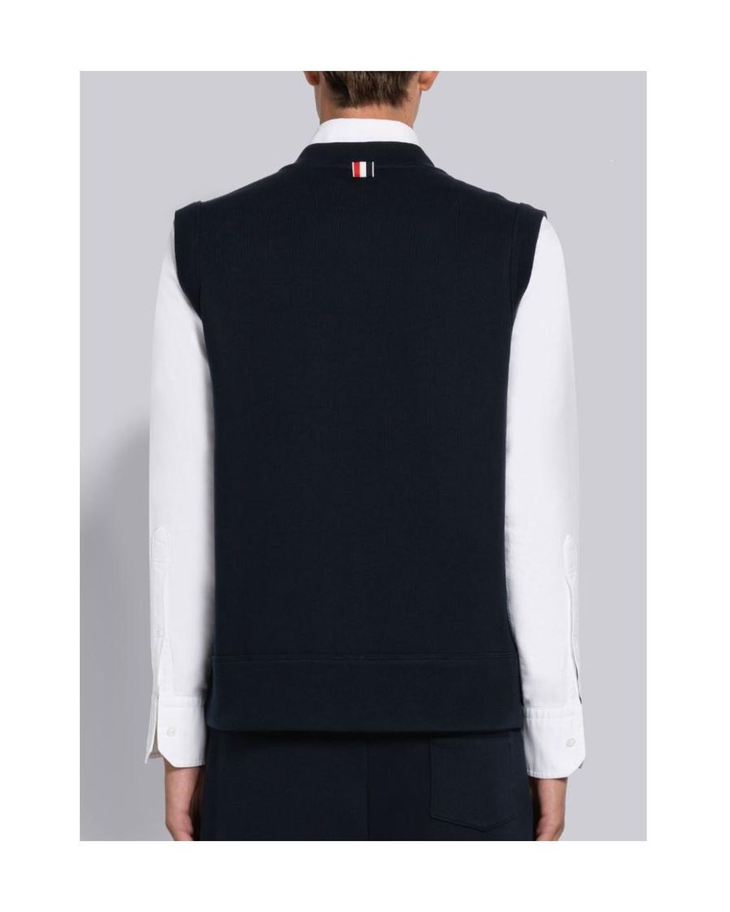 Thom Browne Blue V-Neck Knitted Vest for men