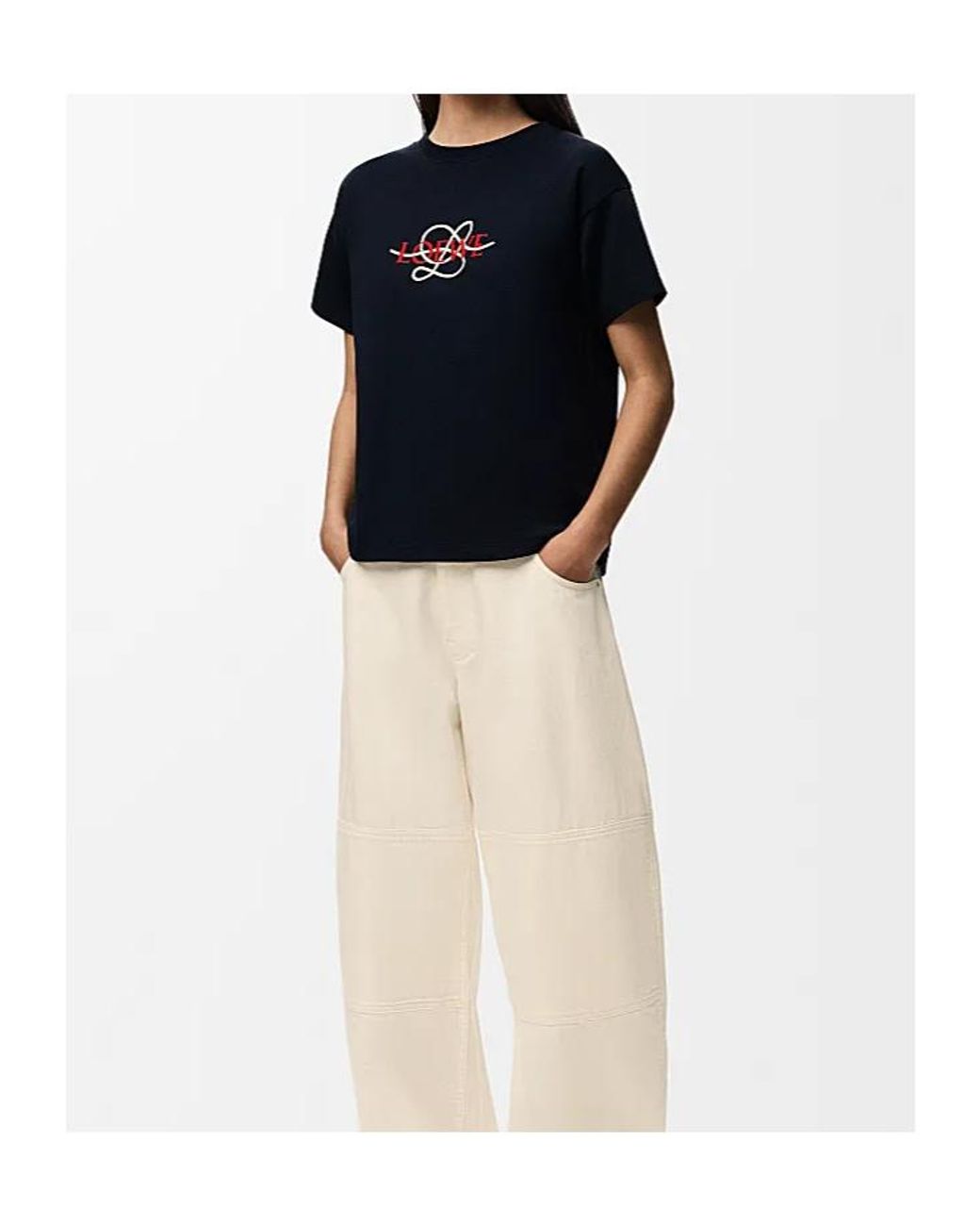 Loewe Blue Logo-Embroidered T-Shirt