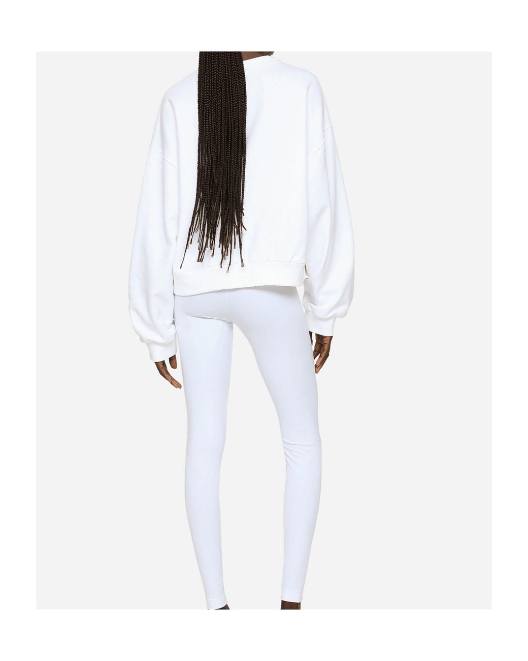 Dolce & Gabbana White Jersey Sweatshirt With Dg Patch
