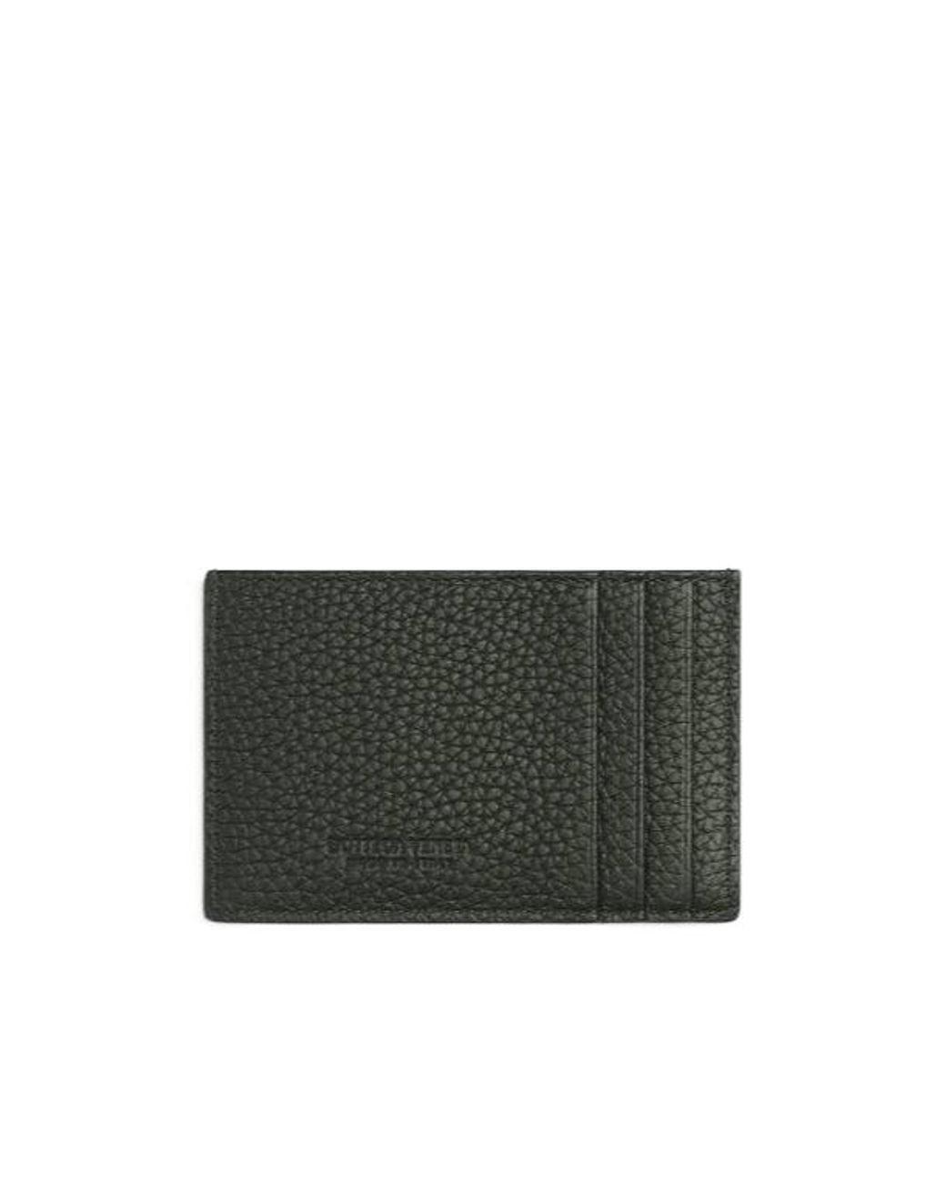 Bottega Veneta Gray Intrecciato Logo Detailed Card Case for men