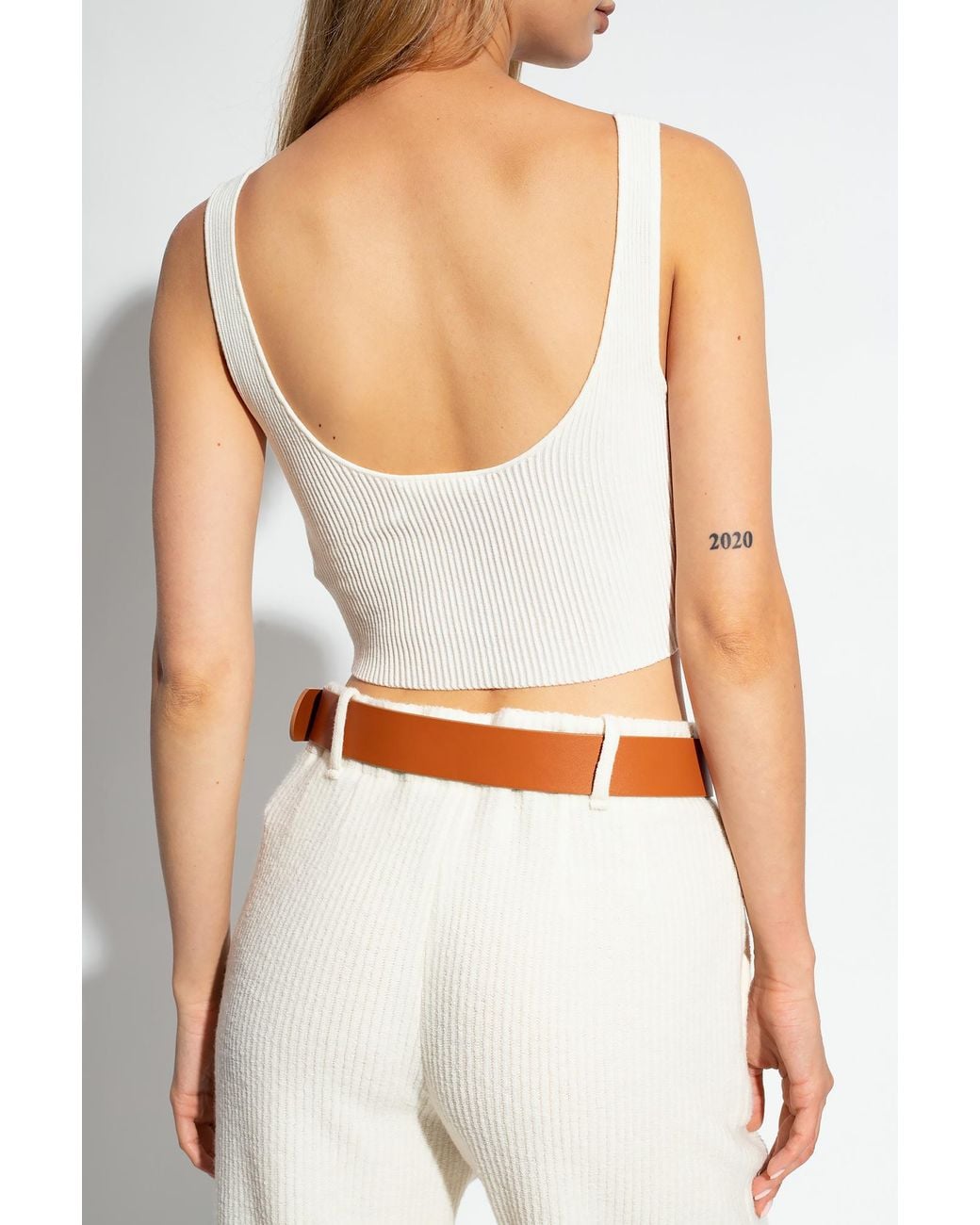 Chloé White Ribbed-Knit Cropped Top