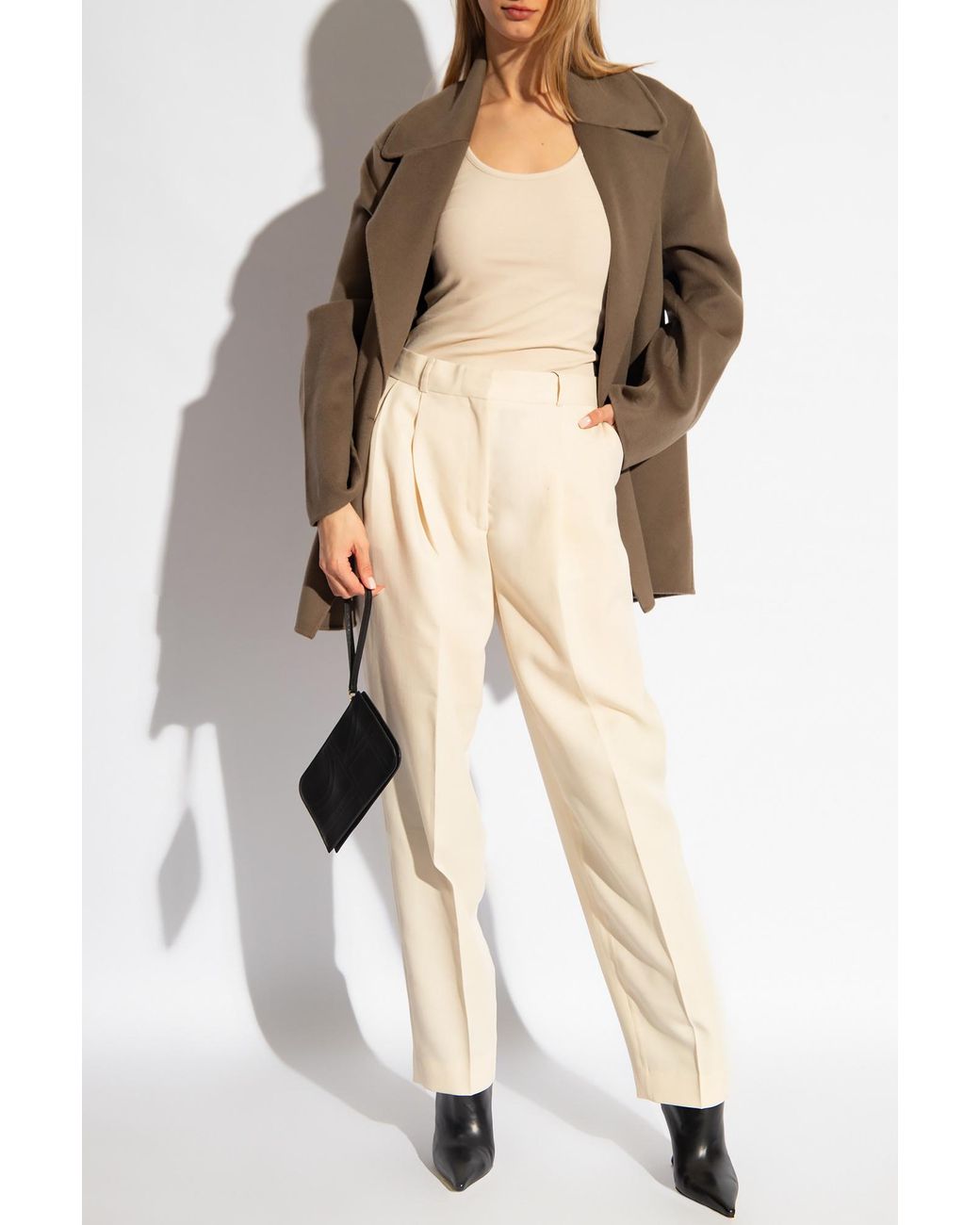 Totême White Totême Pleated Straight-Leg Pants