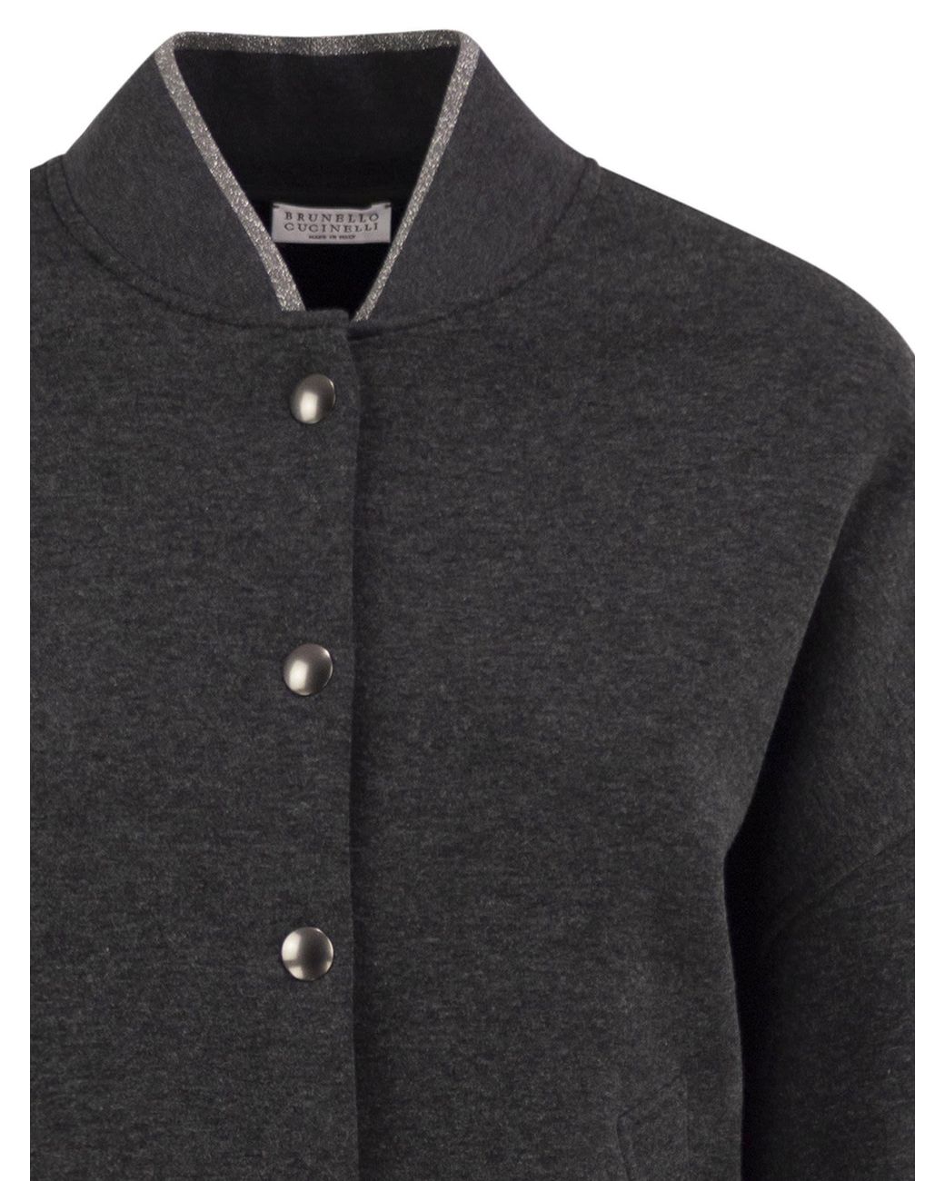 Brunello Cucinelli Gray Techno Cotton And Cashmere Interlock Bomber Jacket