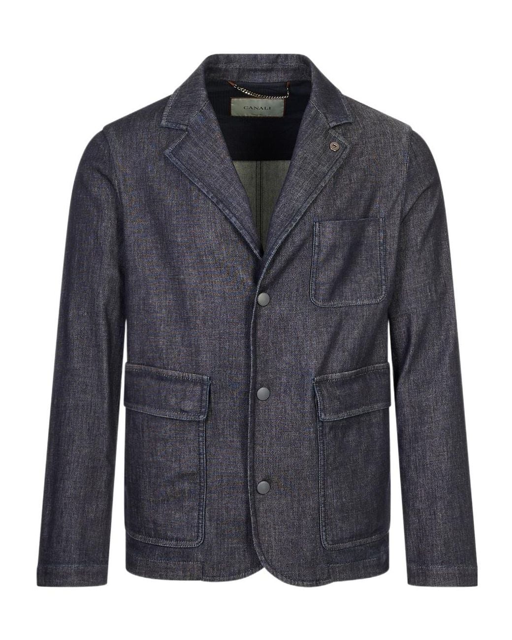 Canali Blue Patch-Pocket Denim Jacket for men