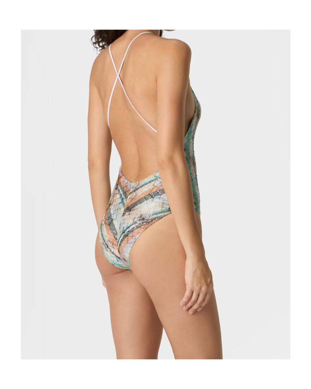 Missoni White Lurex Striped One-Piece Swimsuit