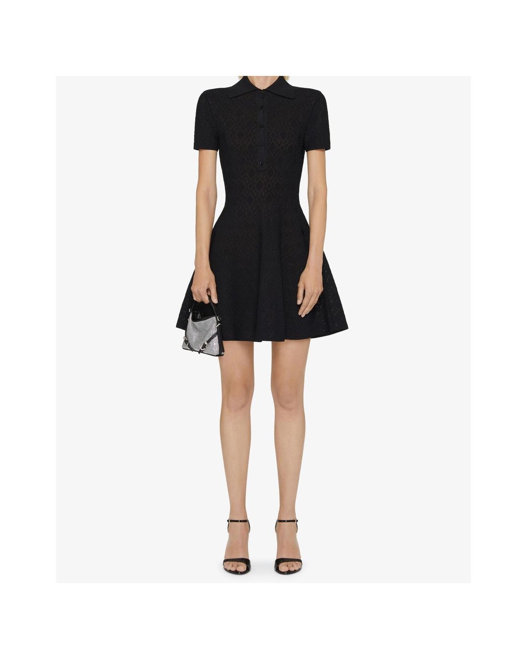 Givenchy Black Jacquard Mini Shirt Dress
