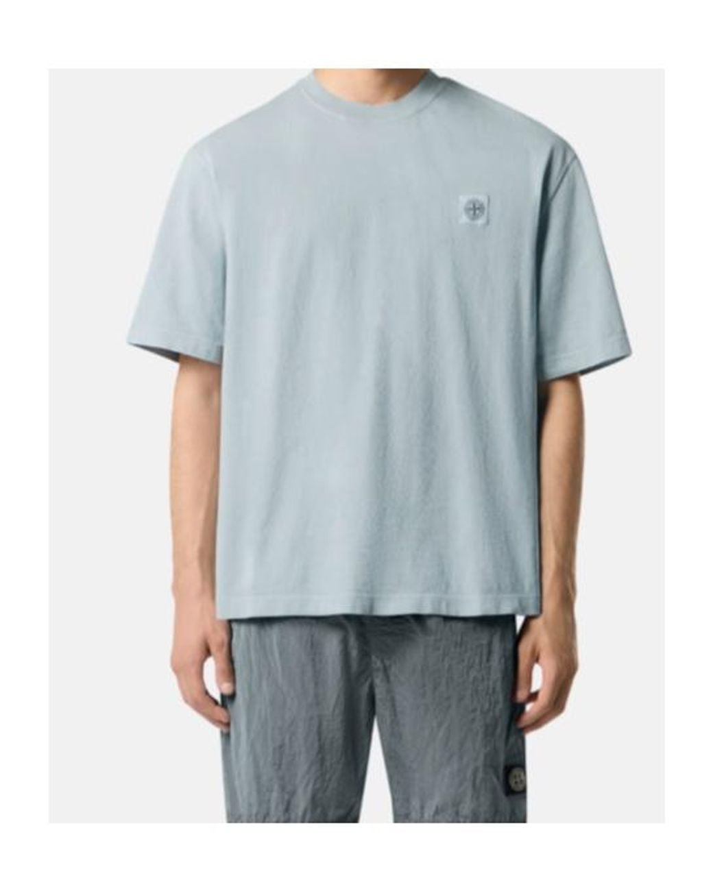 Stone Island Blue Short Sleeve Crewneck T-Shirt for men