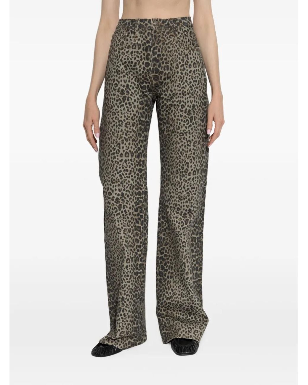 R13 Gray Leopard-Print Jane Jeans