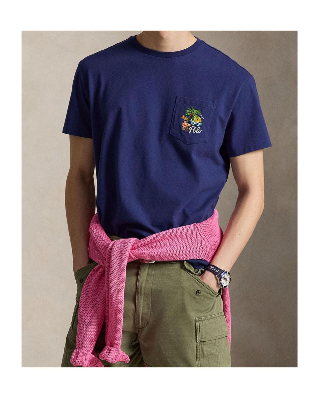 Polo Ralph Lauren Blue Tropical Back-Print T-Shirt for men