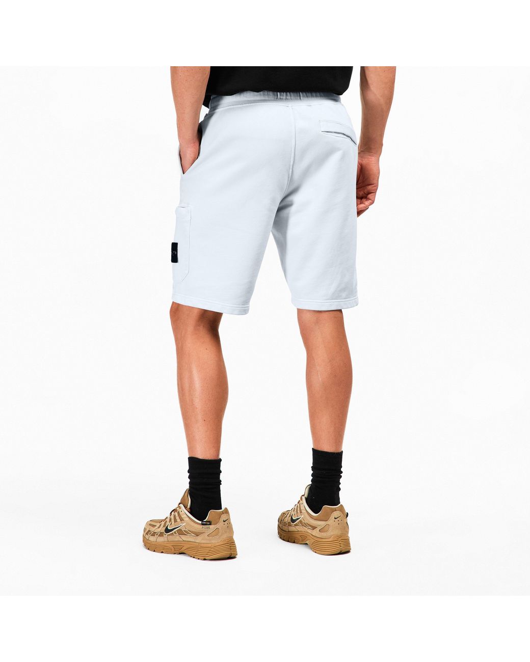 Stone Island Blue Fleece Jogger Shorts for men