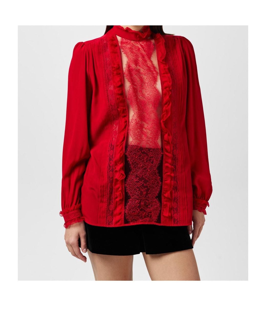 Valentino Red Ruffled Shirt
