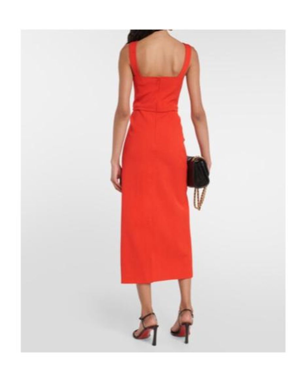 Tory Burch Red Bodycon Faille Midi Dress