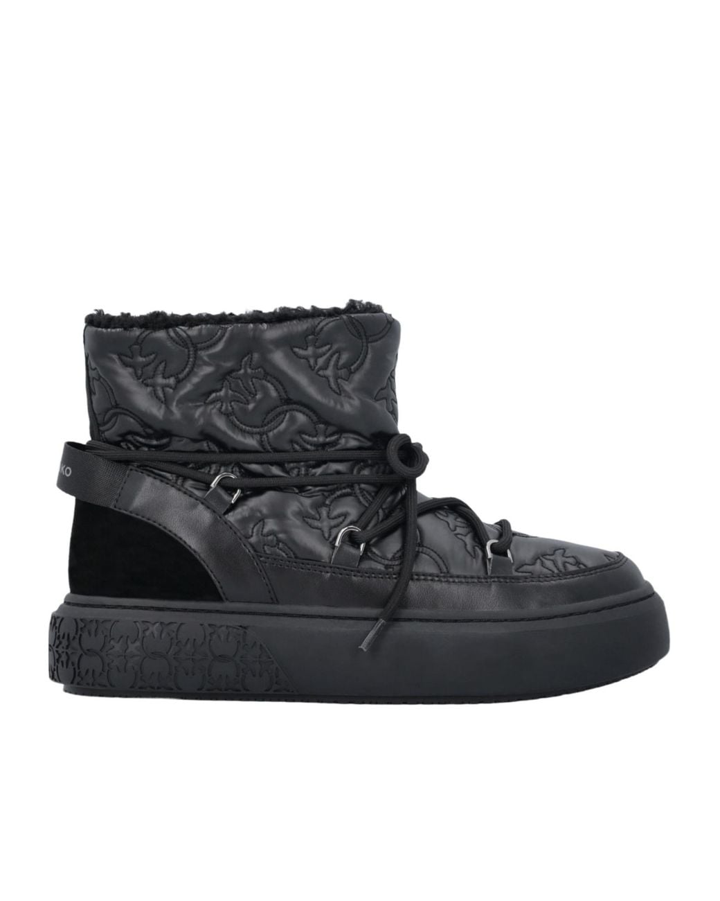 Pinko Black Round Toe Quilted Ankle Boots