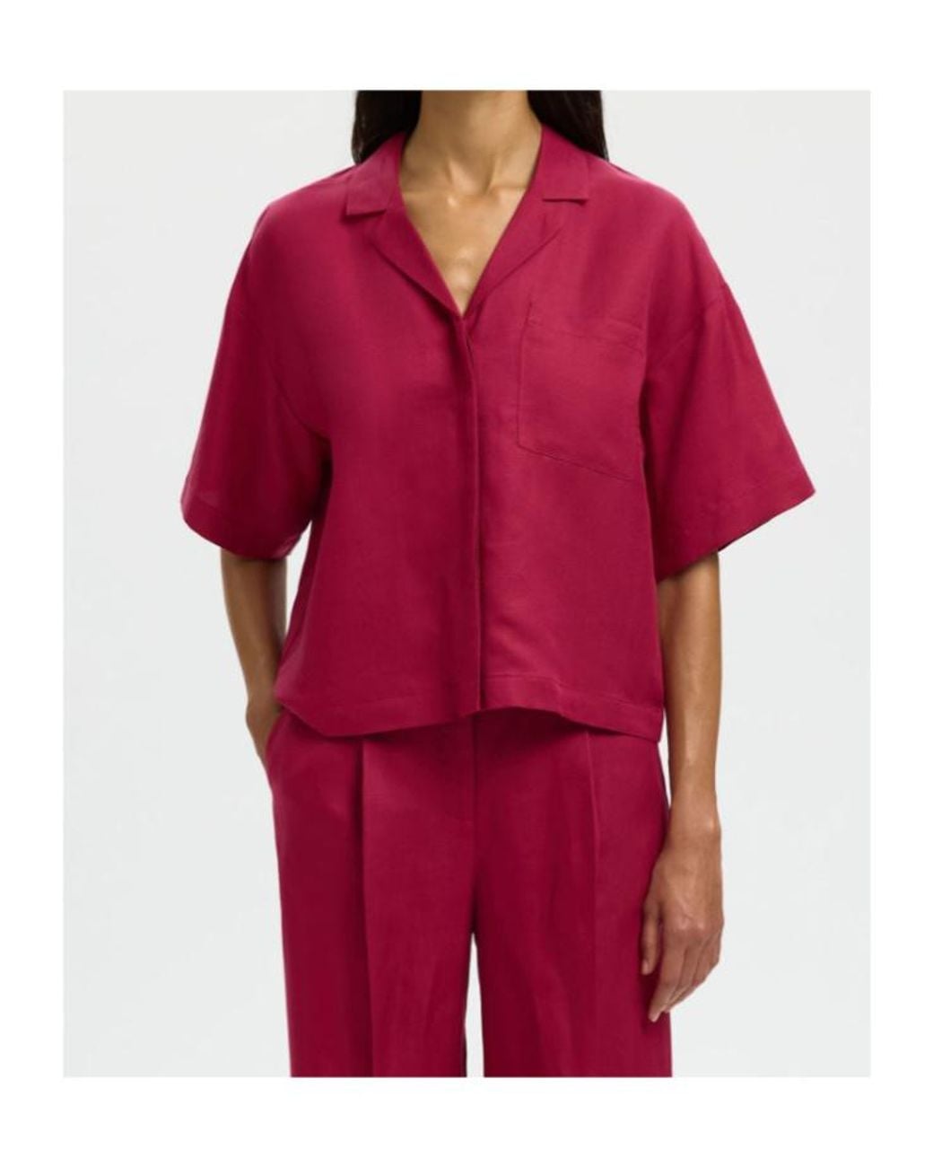SELECTED Red Boxy Short-Sleeve Shirt
