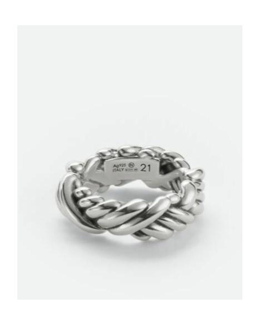 Bottega Veneta White Intreccio Ring for men