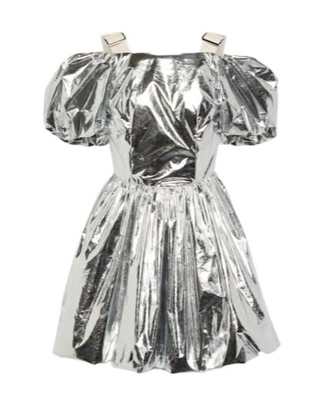 Simone Rocha Multicolor Puff-Sleeve Metallic Minidress