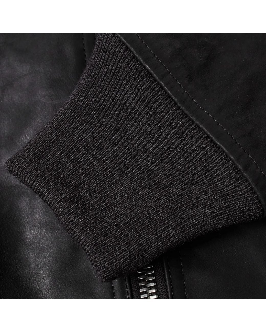Rick Owens Black Long-Sleeved Leather Jacket for men