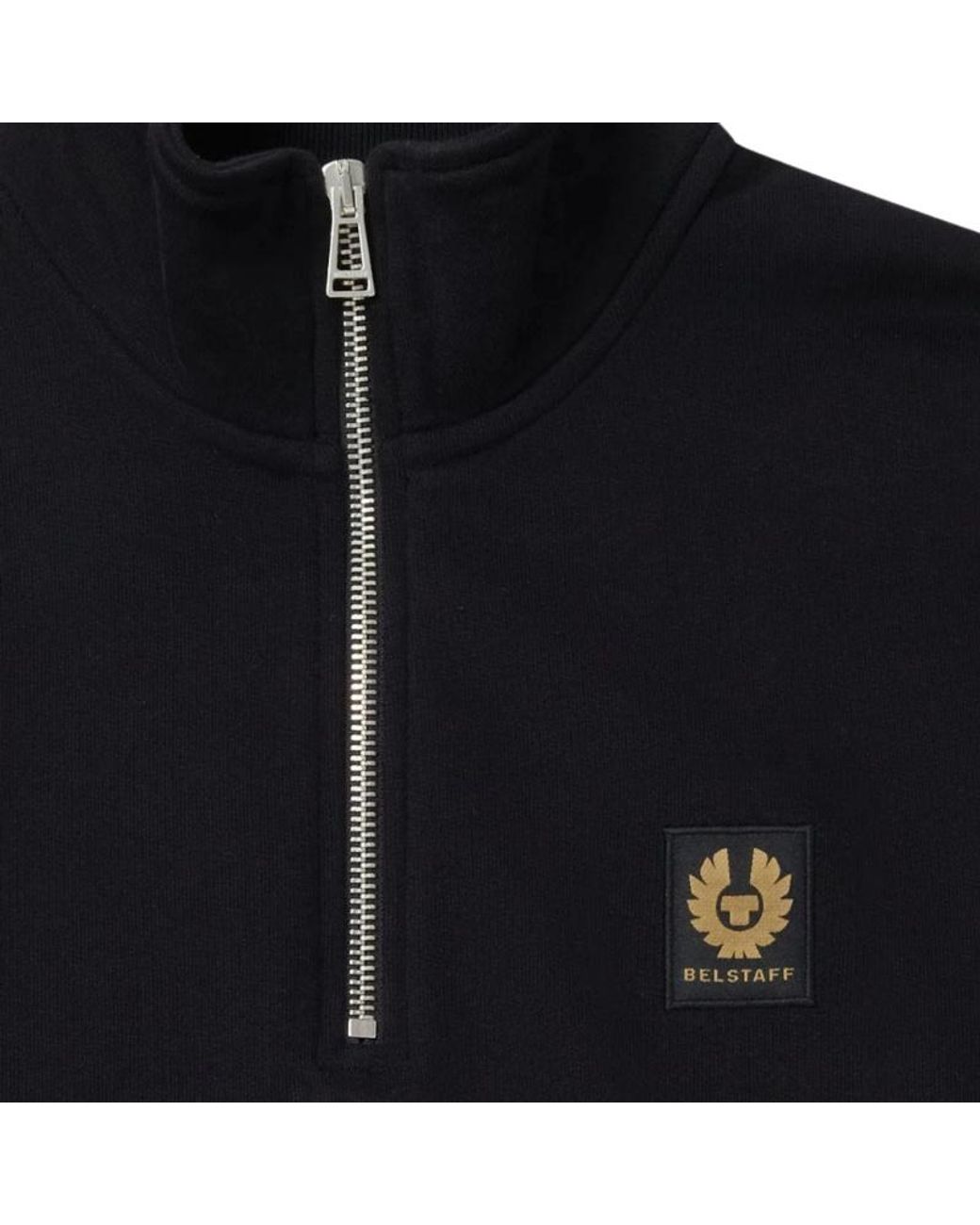 Belstaff Blue Quarter-Zip Logo-Patch Sweater for men