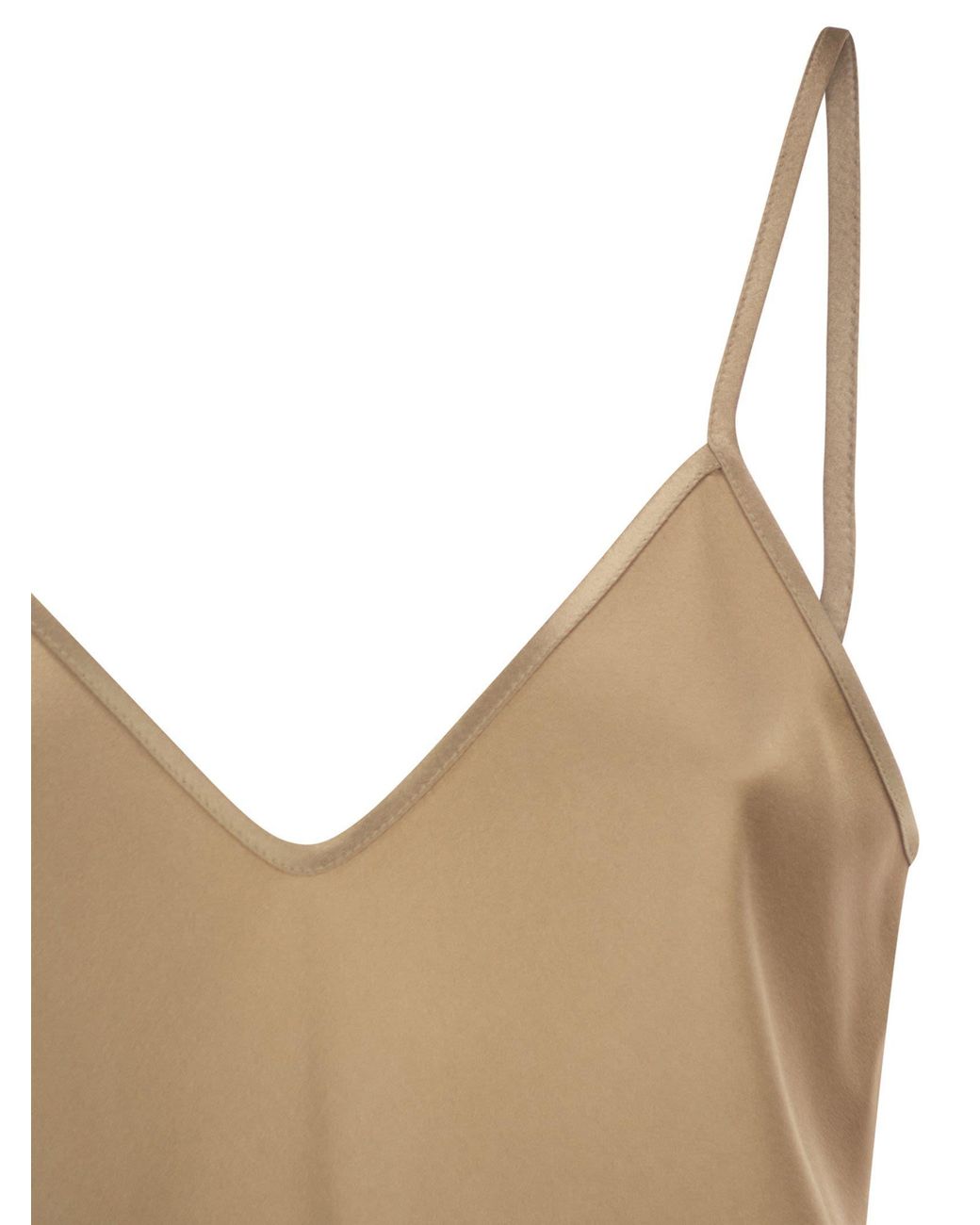 Max Mara Brown Maxmara Studio Msecomma – Fluid Satin Camisole Top With Slim Straps