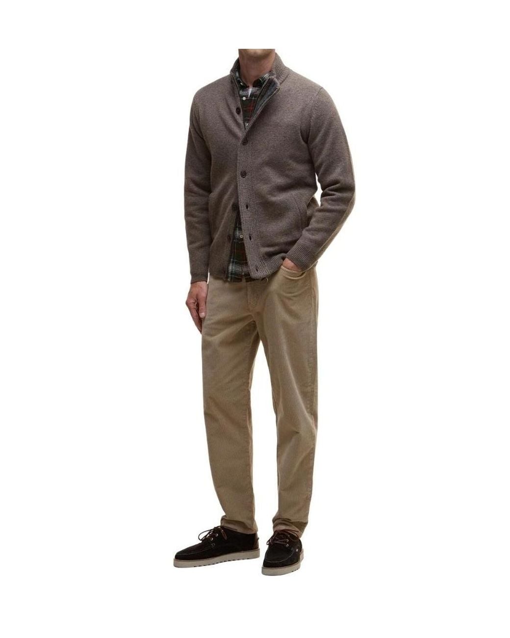 Barbour Brown Button-Up Elbow-Patch Cardigan for men