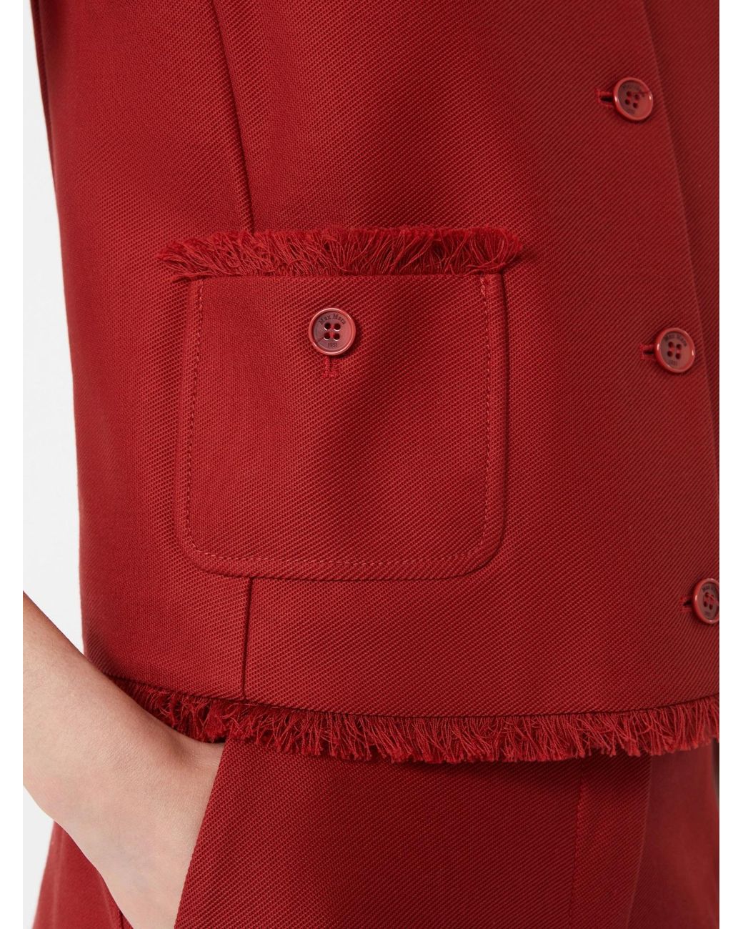 Max Mara Red Sumero Button-Up Sleeveless Gilet